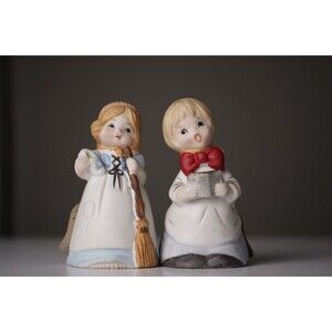 Vintage Merri Bells Jasco Choir Boy Caroler Cinderella Girl Broom